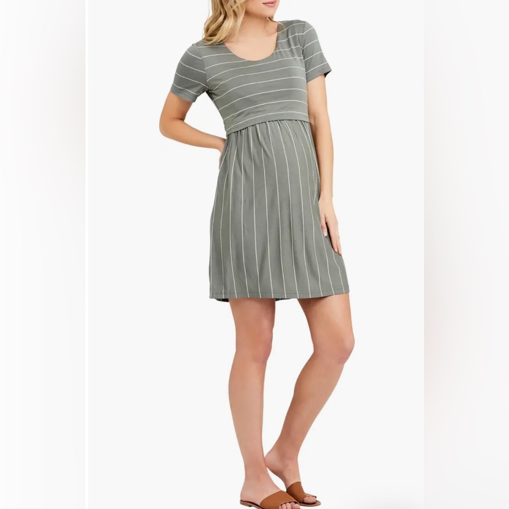 Hatch maternity/nursing dress Olive/white medium